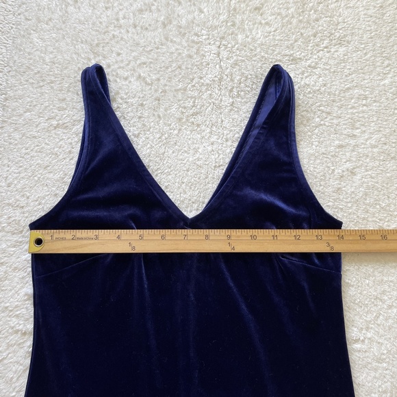 Forever 21 Women's L Velvet Bodycon Dress V Neck Sleeveless Blue Party Stretch - Picture 6 of 8
